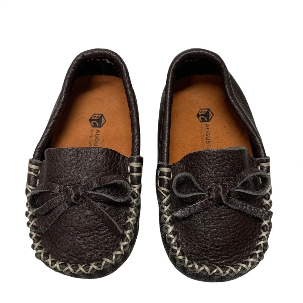 AUGUSTA BABY Loafer Moccasin with Gommino Sole Genuine Leather, brown, 5 toddler